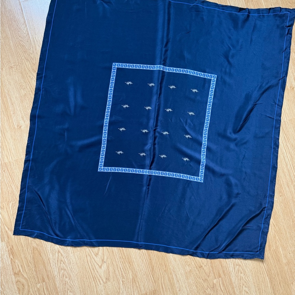 Elegant Navy Blue Silk Scarf
